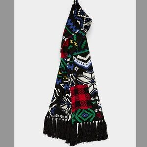 Lauren par Ralph Lauren wool blend winter themed Geo jacquard scarf NWT